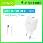 Oraimo Firefly 3 5V 2A 10W Multi Protection Wall Charger Kit with Lightning cable
